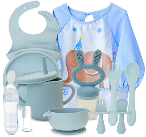 vajilla bebe, cubiertos bebe, BLW, (AZUL)