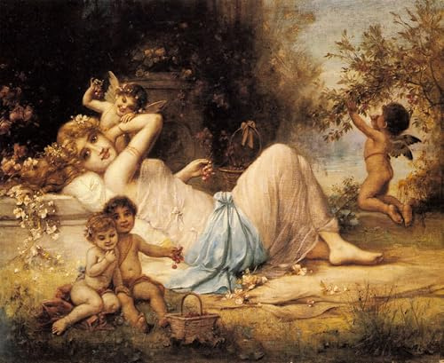 PSVDCTOO Vintage Wanddeko Bilder Leinwand Malerei Venus und ihre Begleiter von hans zatzka Poster Wandbild Deko für Zimmer 60x90cm