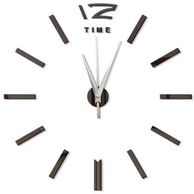 WUJIHE Reloj de pared grande con adhesivo de pared 3D DIY espejo sin marco de cuarzo moderno reloj silencioso (negro)