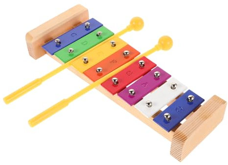 ERINGOGO Kinder Xylophon Holz Metall 8 Tasten Montessori Musikinstrument Für Kleinkinder Ab 1 Jahr Handklopfspielzeug Pädagogisch