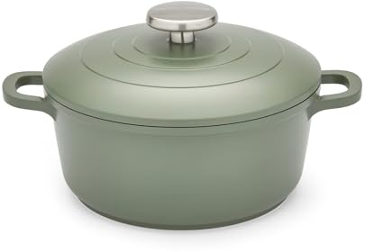 Morphy Richards Cast Aluminium Casserole, 20cm/2.3L, Non Stick Coating, Lightweight Design, Oven Safe, Self-Basting, Suitable for all Hobs, Green, 851000