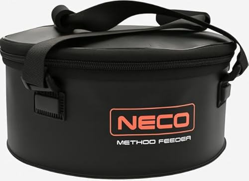 NECO EVA Feeder Tasche 9L – 30x30x13 cm | Wasserdichte Rundbox mit Reißverschluss & Tragegriffen | Method Feeder Köderbehälter | Futtertasche aus EVA, schwarz
