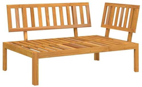 Mhdvray Garten Ecksofa aus Akazien-Massivholz 133 x 92 x 69 cm Latten Outdoor Lounge mit Rückenlehne modulare Paletten Couch robust & langlebig für Terrasse Balkon und Garten