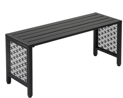 Bonnlo Gartenbank Metall Retro-Stil, wetterfeste Sitzbank für 2 Sitzer, Essbank ohne Rückenlehne, Gartenmöbel bis 200kg belastbar, Bänke für Garten Balkon Hof, 102cm (Schwarz)