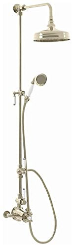 ENKI, Downton, SH0197, Shower Set with 2 Shower Head Outlets, Twin Thermostatic Shower Valve, Traditional Thermostatic Shower Set, Gold
