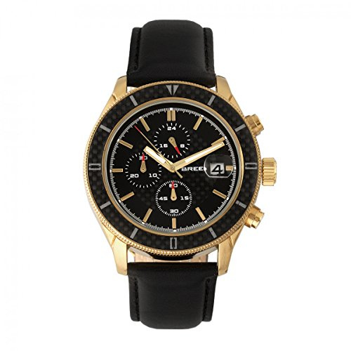 BREED Maverick Chronograph Leather-Band Watch with Date - Gold/Black