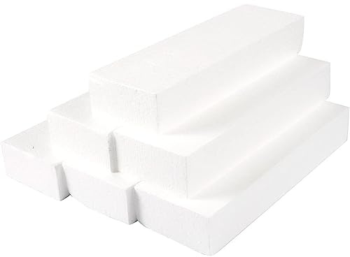 Juvale Craft Foam Blocks (6-Pack) - Rectangular Polystyrene Foam Bricks for Sculpture, Modeling, DIY Arts and Crafts - White, 30.5 x 10.2 x 5.1 CM Each
