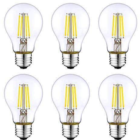 HUAMu E27 LED Energiesparlampe, Antikstil Edison Retro LED 4W / 40W Glühlampe gleichwertig, nicht dimmbar, Tageslichtweiß 6500K, Kleine Edison-Schraube, A60, 400lm, AC220-240V 6 Pack