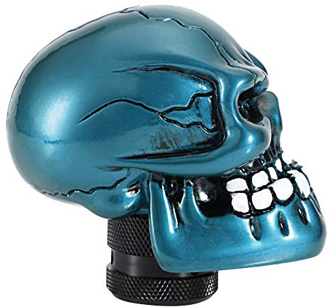 Suuonee Schaltknauf Hebel, Skeleton Sch?del Kopf Auto Ge?ndert Schaltknauf Stick Hebel Shifter Universal(Cyan)