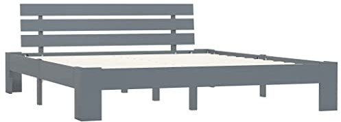 vidaXL Kiefernholz Massiv Bettgestell Holzbett Futonbett Doppelbett Massivholz Bett Bettrahmen Lattenrost Schlafzimmerbett 180x200cm Grau