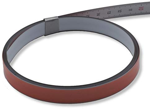 Skalenbandmaß 2m mit Selbstklebefolie - Bezifferung von oben nach unten - Stahl weiß lackiert - Breite: 13mm, mit Duplexteilung - Gehrungsband Anschlagband Rollbandmaß Lineal