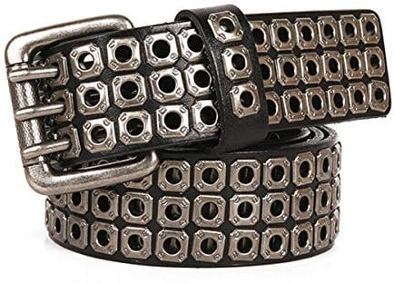 Moonbaby Heavy Metal Punk Belt Genuine Leather Hip Hop Belts for Men Cross Rivet Jeans Belt Strap Designer Belt Black 105cm