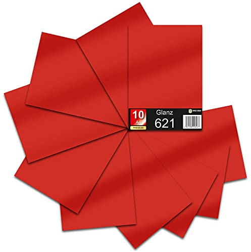 Din A4 Bogen 30x21cm 621/631 Plotterfolie Folie Vinyl Autofolie (031 Rot, 10er Set 621 Glanz)