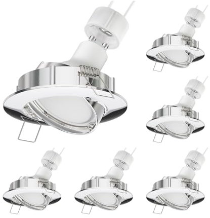 ledscom.de 6 Stück LED Decken-Einbaustrahler CIRC chrom schwenkbar GU4,914W 450lm warm-weiß