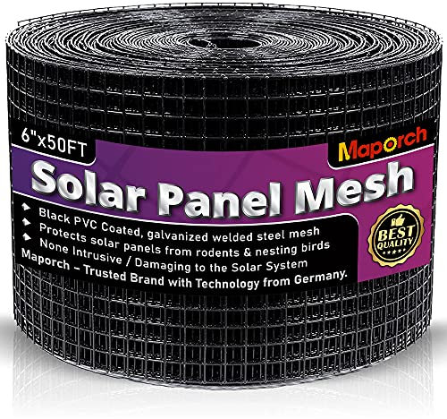 MAPORCH Solar Panel Critter Guard - PVC Coated Galvanized Steel Mesh (6 x50FT, 1/2 x1/2) for Rodent & Bird Protection, Easy-to-Install Solution