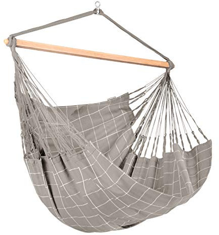 La Siesta® Domingo – Hängematte, Komfort, wetterfest, Funktionelle Faser, Kolumbien-Herstellung, große Oberfläche, Stabilisator Bambus, Entspannung im Freien – Almond, Kingsize