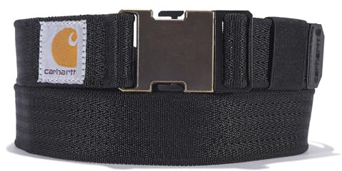 Carhartt Men's Standard, Casual Belts, Available in Multiple Styles, Colors & Sizes, Rugged Flex Nylon Webbing (Black), Large