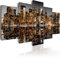 B&D XXL - Wandbilder XXL New York 150x75cm 5 tlg - Wand Deko Leinwand Bilder Groß Wanddeko Wohnzimmer Schlafzimmer Kunstdrucke - Stadt Panorama 030111-39