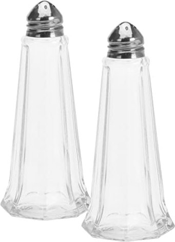 2-teiliges Set Salz- und Pfefferstreuer Oktagon Achteck Design, Salzstreuer Pfefferstreuer aus Glas und Edelstahl spülmaschinengeeignet