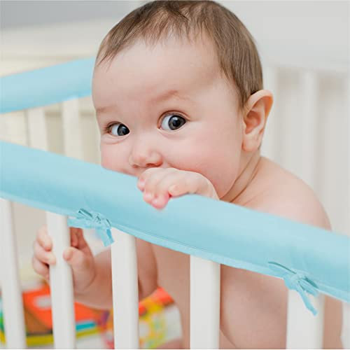 ISAKEN Bettkantenschutz Für Kinderbetten, Schutz für Bettrahmen Kantenschutz Baby Babybett Umrandungen Nestchen Kopfschutz Gitterbett Umrandung 132x17 cm Schutz vor Kauen und Kratzen durch das Baby