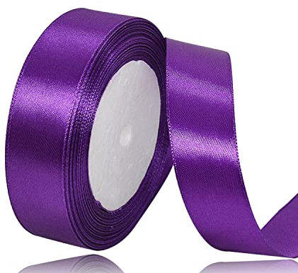 Nastro di Raso Viola 20mm, 22Metri Viola Nastro in Tessuto Nastro Satinato per Confezioni Regalo, Bomboniere, Artigianato, Fiocchi per Capelli, Bouquet da Sposa