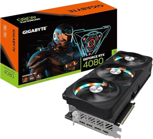 Gigabyte GeForce RTX 4080 Gaming OC 16G Grafikkarte, 3X WINDFORCE Lüfter, 16GB 256-bit GDDR6X, GV-N4080GAMING OC-16GD