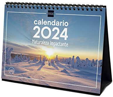Finocam - Kalender 2024 Tischbilder zum Schreiben Januar 2024 - Dezember 2024 (12 Monate) Spanische Natur