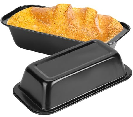 Tissting 2 Stück Kastenform 25 x 13 x 6 cm Rechteckig Brot Backform Schwarz Karbonstahl Antihaftbeschichtung Kaiser Kuchenform für Backen Zubehör, Auflaufform