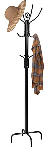 COSTWAY Garderobenständer mit 12 Haken, Jackenständer aus Metall, Kleiderständer in Baumform, Garderobe für Kleidung, Jacken, Hüte, Taschen, 200 cm Höhe