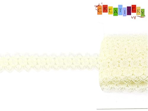 Creativery Spitzenband 15mm x 10m - Farbauswahl - farbecht & waschbar - Vintage Spitzenborte für Hochzeit - Borten und Bänder zum Nähen Dekorieren Basteln - Ivory/Elfenbein 810