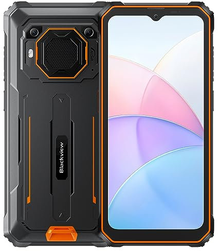 Blackview Teléfono Resistente BV6200, Batería 13000mAh, 8GB+64GB(1TB Extensión), 6.56'' HD+, ArcSoft® 13MP+8MP, Android 13 Dual SIM, IP68 MIL-STD-810H Smartphone Antigolpes Impermeable, GPS Naranja