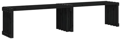 vidaXL Gartenbank, Sitzbank Parkbank Ausziehbar, Bank Holzbank für Garten Terrasse, Außenbank Gartenmöbel, Schwarz 212,5x40,5x45cm Massivholz Kiefer