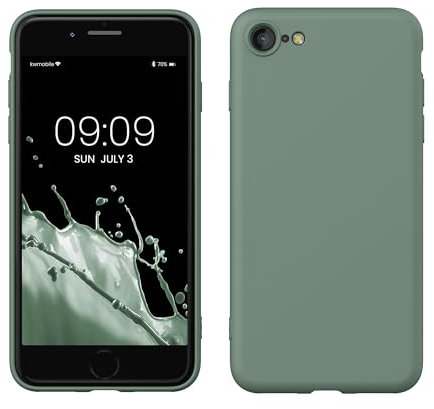 kwmobile Handyhülle für iPhone SE 2022 Hülle/iPhone SE 2020 / iPhone 8 / iPhone 7, für iPhone SE Hülle - Schutzhülle für kabelloses Laden - Case in Rainwashed Grün