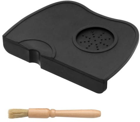 Swavitie Tampermatte Silikon Kaffee 20 x 15 cm Kaffee Tamp Matte Silikon Kaffee Tampermatte mit Holzbürste Espresso Silikonmatte für Siebträger Barista Zubehör Sage Accessoires