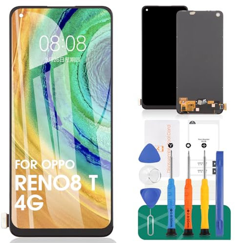 TFT per Oppo Reno8 T 4G 2023 Display LCD di ricambio CPH2481 Touch Digitizer Kit di riparazione senza telaio (nero, senza impronte digitali, non per 5G)