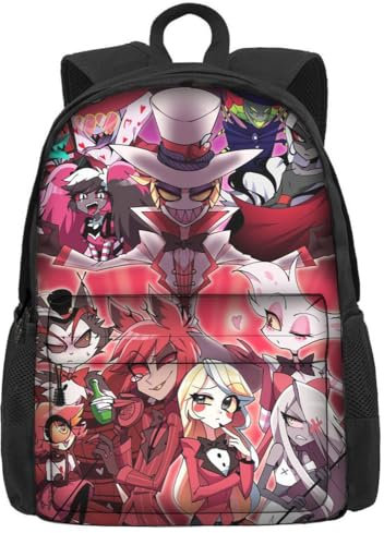 Yanny Veggie Angel Dust Cosplay Tasche Charlie Alastor Hazbin Print Rucksack Geldbörse Husk Anime Laptop (Black - 19, One Size)