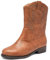Ataiwee Stivali da cowboy da donna, stivali da cowgirl con cerniera laterale tacco basso metà polpaccio stivali western., Marrone 2404011, 40.5 EU