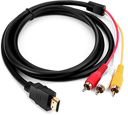 Yiany Cable HDMI a 3RCA, 1080P HDMI macho a RCA de 1,5 m de audio y vídeo AV Componentes adaptador convertidor cable para HDTV DVD