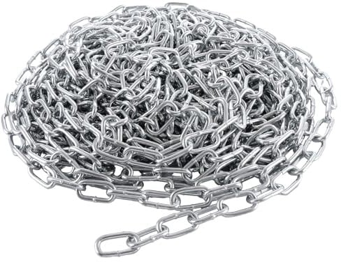 VIDETOL 15 Metres Length 304 Stainless Steel Chain, 4mm Heavy Duty Chain Links, Galvanized Steel Welded Link Chains Lift for Fence Gate, Garage Doors, Swing Chains and Bicycle Security Lock