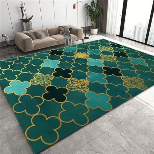 LKTRUK 50X80Cm Grün Auslegware Teppichboden Balkon-Teppich, Rechteckig, Für Schlafzimmer, Niedriger Flor, Pflegeleicht 1Ft 7.7''X2Ft 7.5''