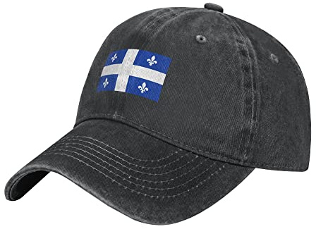 ATOurDealss Flag of Quebec Erwachsene Cowboy Baseball Cap bequem und atmungsaktiv für Männer und Frauen Schwarz Schwarz Einheitsgröße, multi, One size