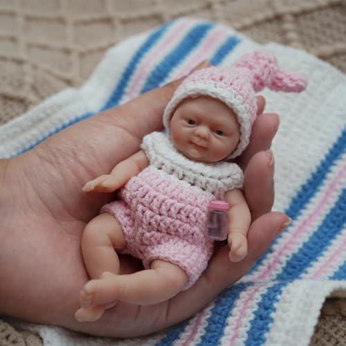 MYREBABY Dora - Mini bambole Reborn in silicone per neonata, 11,4 cm, mini bambole realistiche in silicone per alleviare lo stress