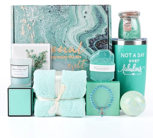 Euakee Coffret Cadeau Pour Femme - Bleu, Idée Cadeau pour Fête des Mères, Anniversaire, Noël ou Saint Valentin, Inclus Tasses