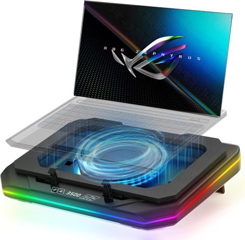 Cooling Pad for Asus ROG Zephyrus G16 G14 G15 M16 M15 Zephyrus Duo 16 15 Gaming Laptop, Cooler with Powerful Turbo Cooling Fan Can Fast Cooling CPU+GPU 40°C, 6 RGB Light Mode,Touch Control