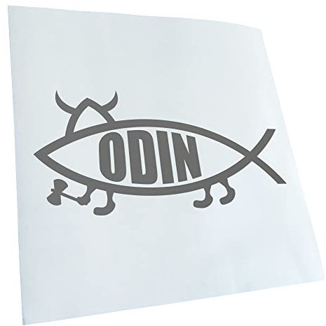 Kiwistar - Autoaufkleber - matt Grau - 40x16cm Odin Fisch - Heckscheibe Auto Aufkleber wetterfest für Kfz LKW Mofa Truck - Sticker außen selbstklebend Tuning Zubehör für Fenster Fahrzeug Scheibe