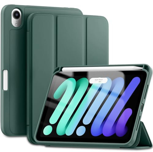 Wenlaty for iPad mini 7/6 Case 2024/2021 (A17 Pro), for iPad mini 7th/6th Generation Case 8.3 Inch with Pencil Holder, Slim Trifold Stand Cover with Soft TPU Back, Auto Sleep/Wake, Pine Green