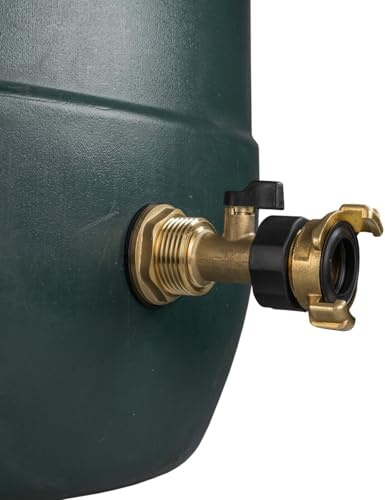 1 Brass Metal Lever Water Butt Replacement Tap with Quick Hosepipe Outlet – Durable Bib Tap for Garden Watering and Irrigation Systems (Brass Valve + GEKA)