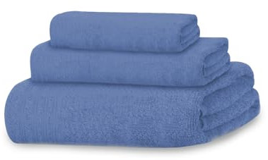 MERCURY TEXTIL- Juego de 3 Toallas 100% Algodón de 450gsm Suaves y Resistentes, 1 Toalla de Baño, 1 Toalla de Mano y 1 Toalla de bidé (Azul)