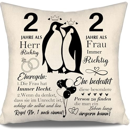 Aosumin 2 Jahre als Herr Richtig 2 Jahre als Frau Immer Richtig Hochzeitstag Geschenk Ehe Kissenbezüge für Paare Ehemann Frau Frauen Männer glückliche Hochzeit Jahrestag (2 Jahre)