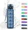 Botella Agua, 500ml Botella Agua Niños, Botella de Agua Deportiva, Botella Agua Niña con Filtro, Botella de Agua con Marca de Tiempo, Cantimplora para Escuela, Acampar, Deportes, Viajar, Azul oscuro
